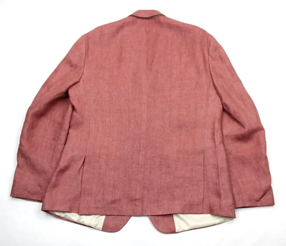 The Men's Store Bloomingdale's Sport Coat 44 R Mens Coral Linen Blazer Jacket